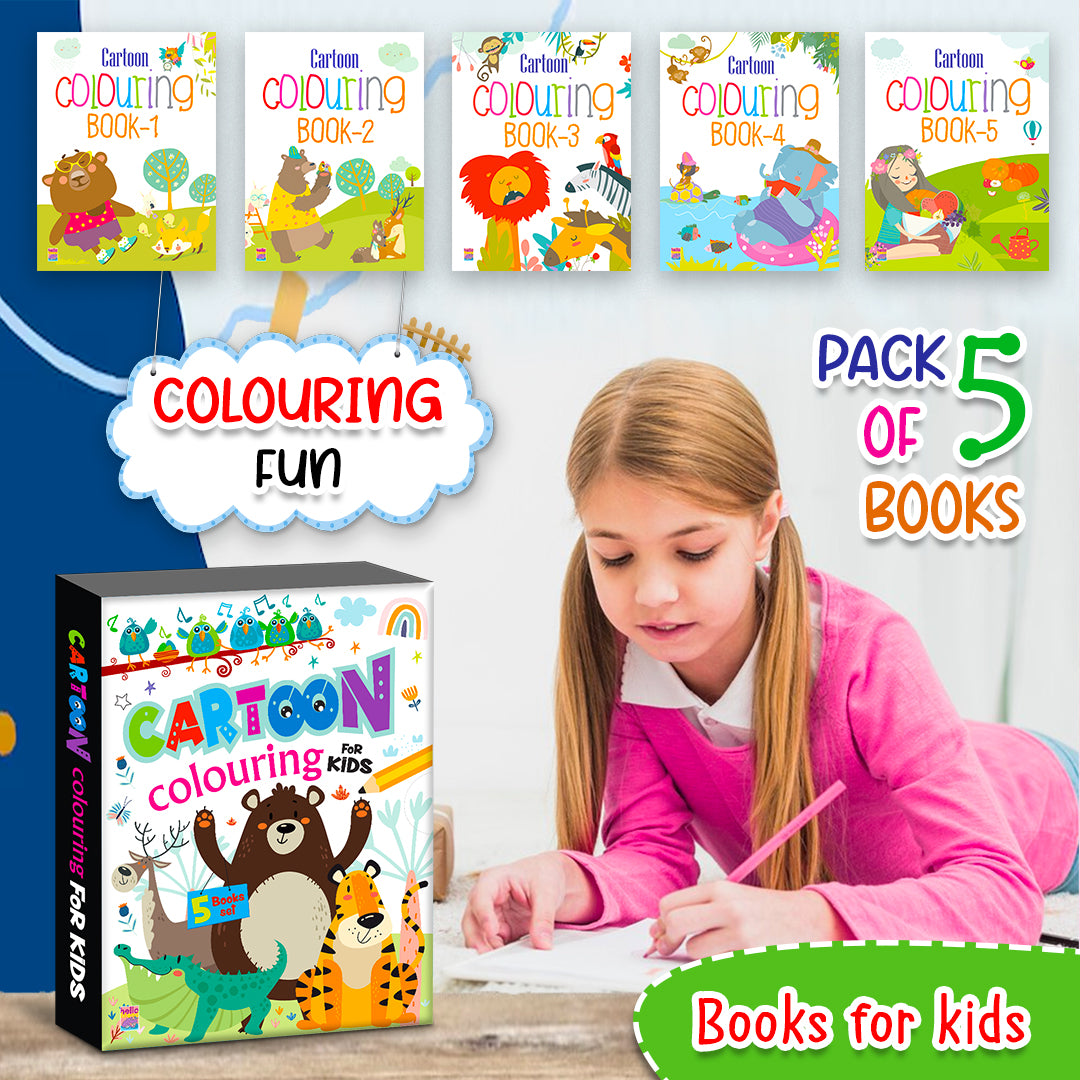 Cartoon for Kids 5 Books Set | Fun Activity & Colouring Book Collection for Kids