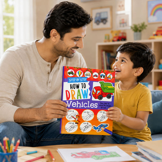 How to Draw Vehicles Book | Step-by-Step Drawing Book for Kids | Vehicle Activity Book