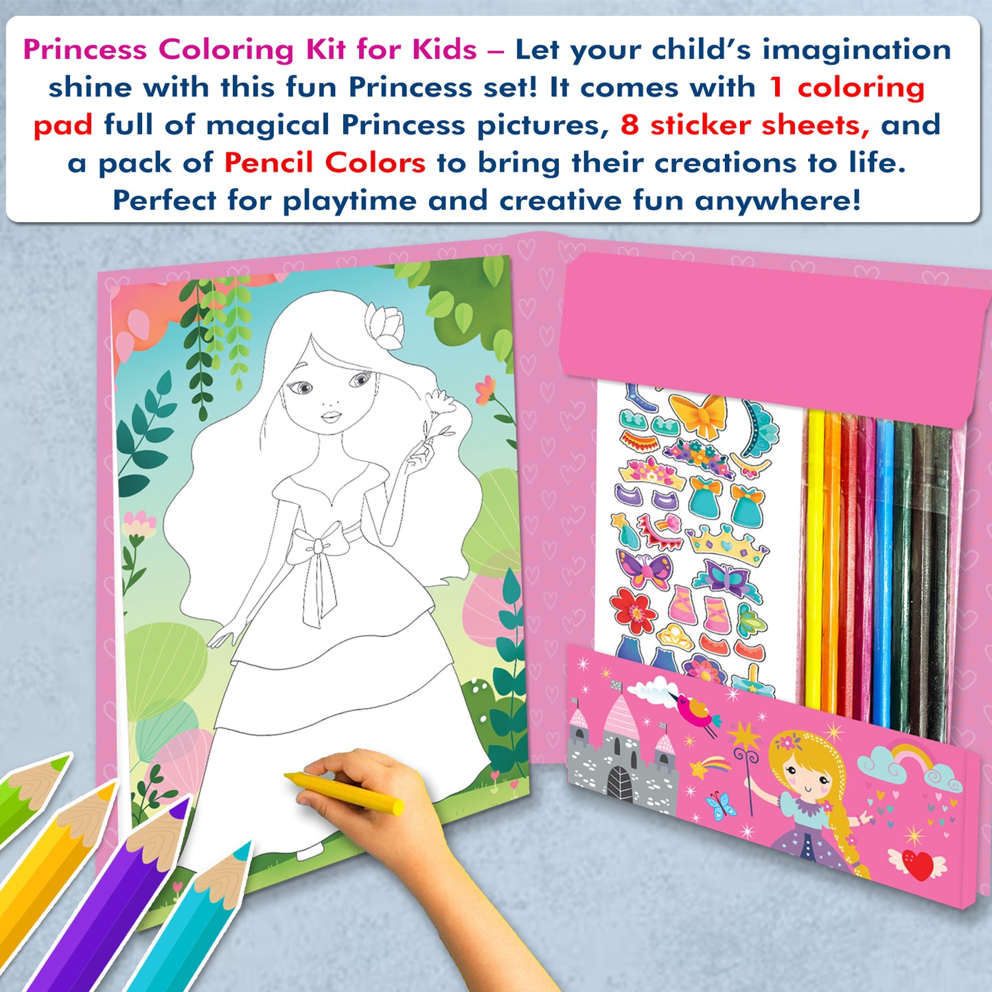 Princess Colouring Kit | Princess Coloring & Creative Activity Kit for Kids | Magical Art & Learning Kit