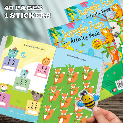 Jungle Fun Activity Book | Sticker Activity Book for Kids | Creative Jungle-Themed Learning & Play Book