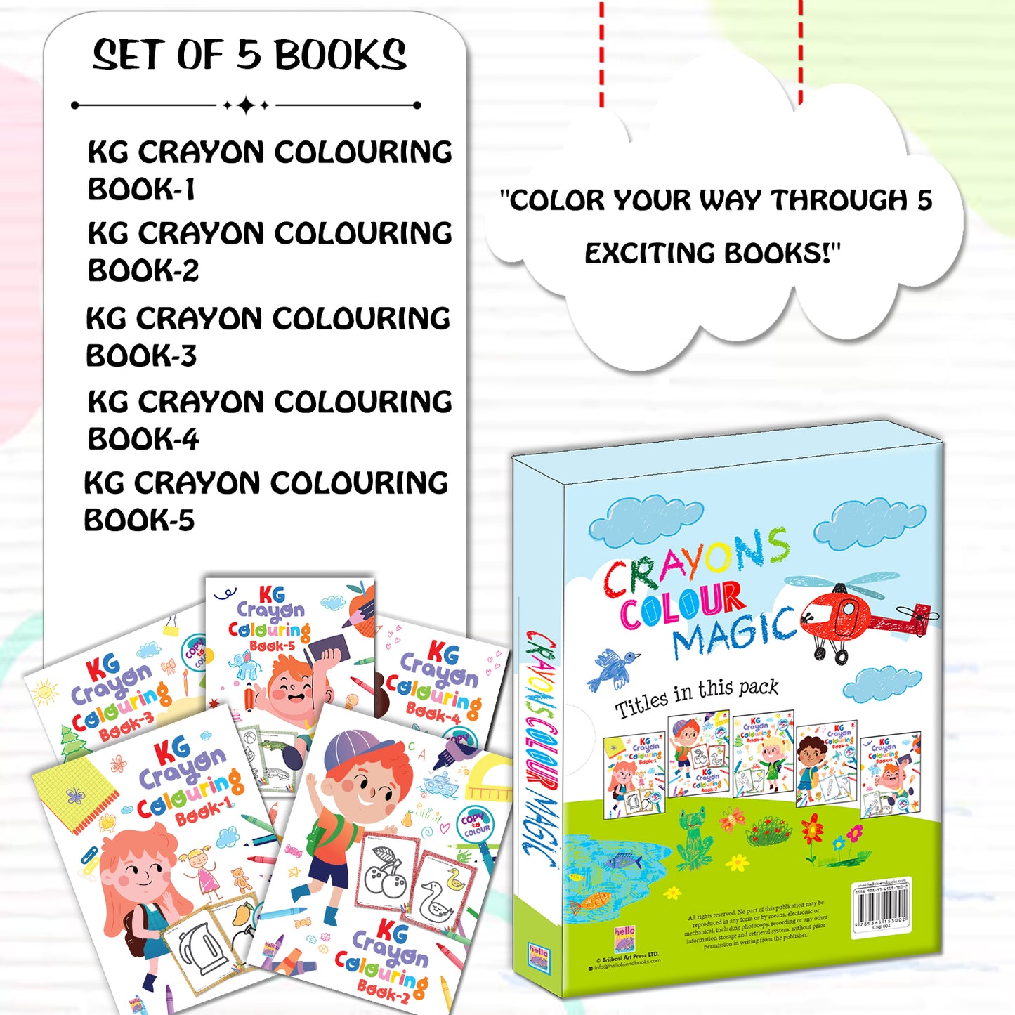Crayons Colour Magic 5 Book Set | 5-Book Coloring Activity Set with Crayons for Kids