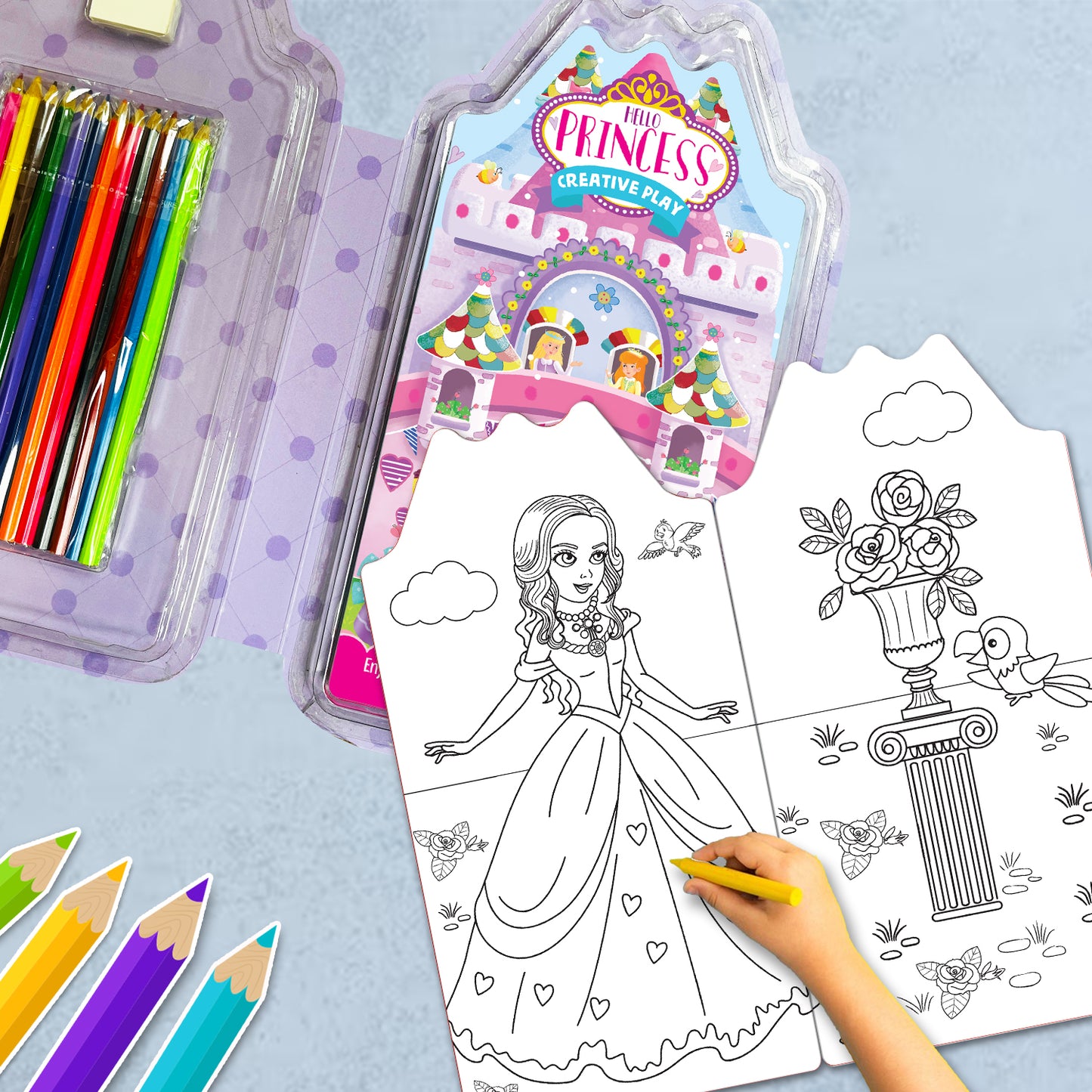 Hello Princess Colouring Kit | Princess Coloring & Creative Activity Kit for Kids | Magical Art & Learning Kit
