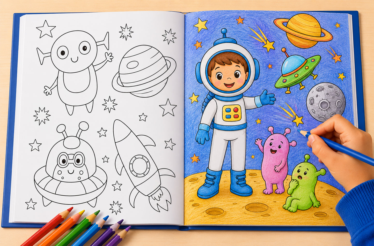 Space Eraser & Pencil Kit - Colouring book pages 2