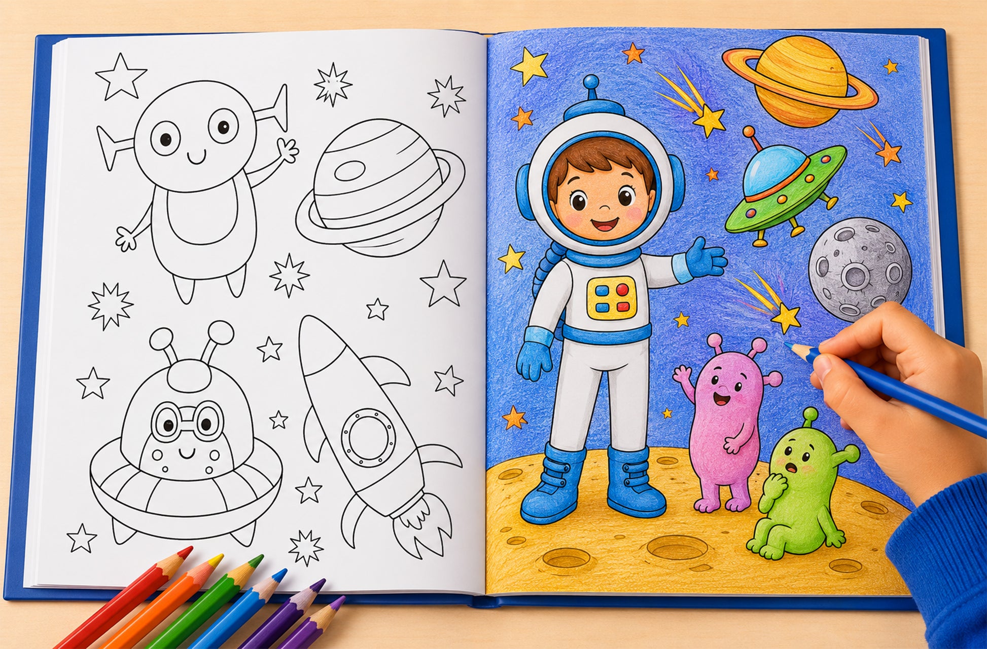 Space Eraser & Pencil Kit - Colouring book pages 2