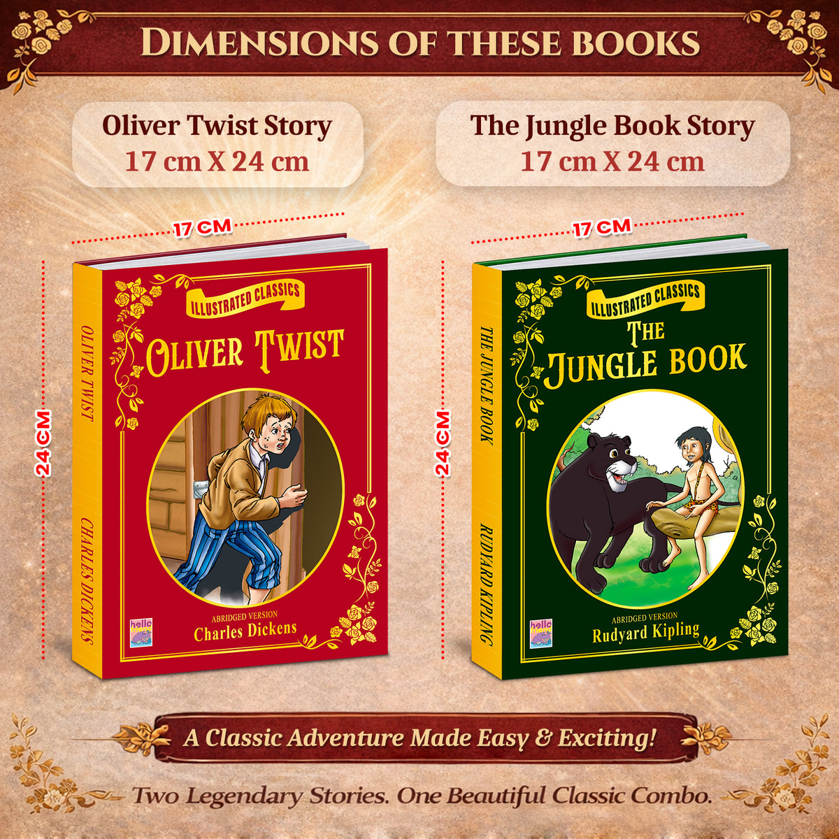 Illustrated Classics Story Book Combo | The Jungle Book & Oliver Twist | 2 Books for Kids 6+
