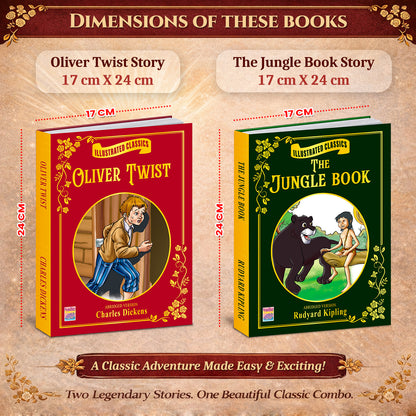 Illustrated Classics Story Book Combo | The Jungle Book & Oliver Twist | 2 Books for Kids 6+