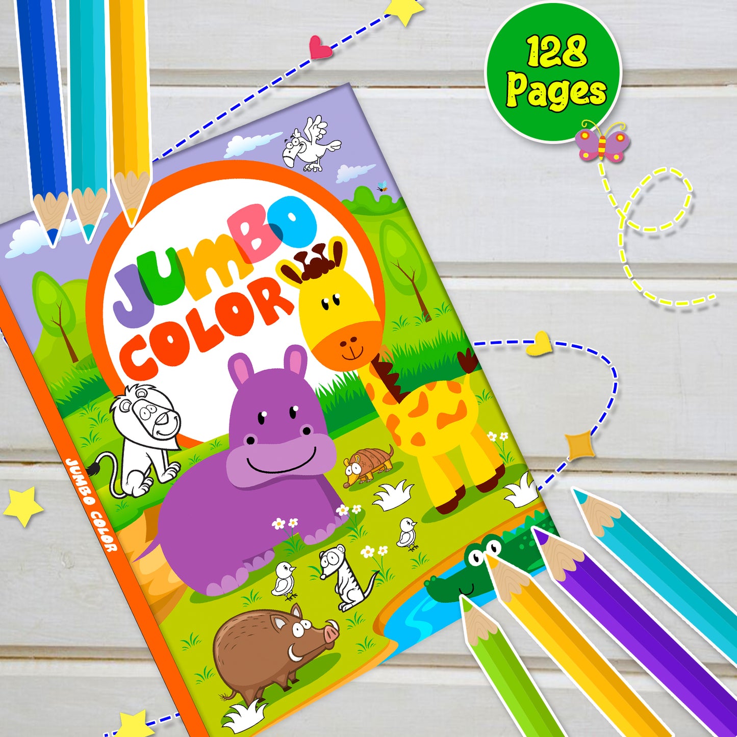 Jumbo Color – Safari Animals | Jumbo Coloring Book for Kids | Big Safari Animal Activity Book
