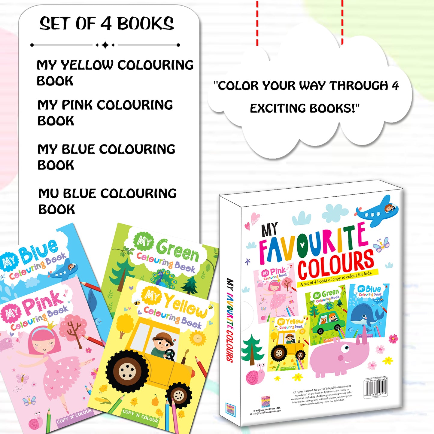 My Favourite Colours 4 Books Set | Activity & Colouring Book Collection for Kids