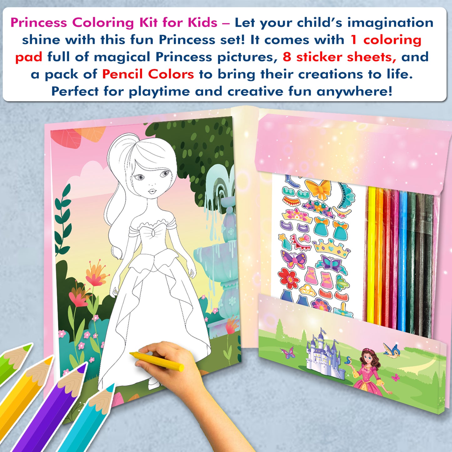Princess Colouring Kit | Princess Coloring & Creative Activity Kit for Kids | Magical Art & Learning Kit