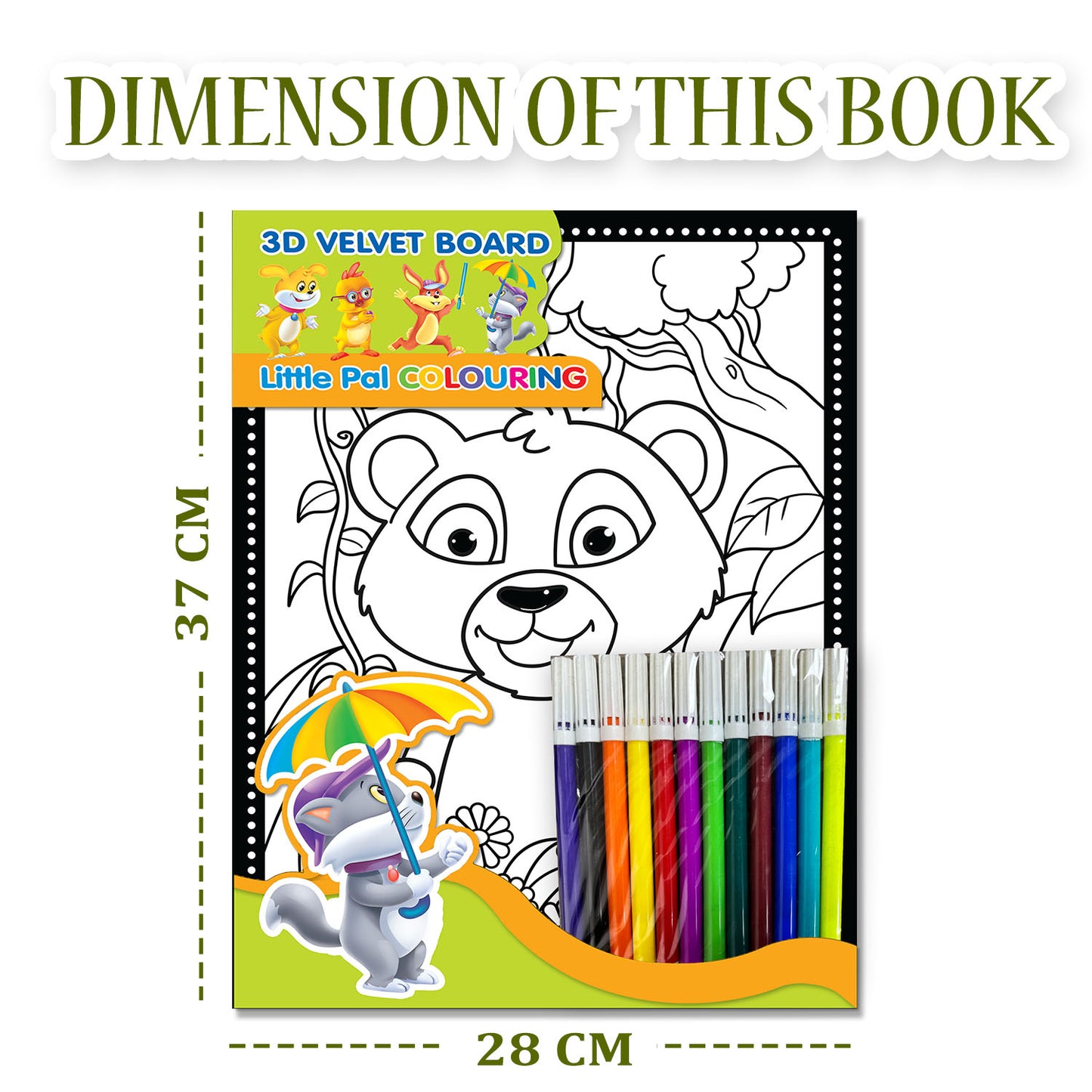 3D Velvet Board – Bear | Velvet Coloring Board for Kids | Mess-Free Art & Craft Activity