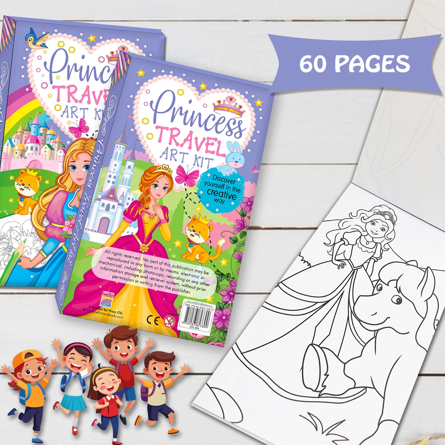 Princess Travel Art Kit | Princess Coloring & Activity Book for Kids | Creative Travel Art Kit