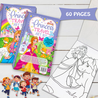 Princess Travel Art Kit | Princess Coloring & Activity Book for Kids | Creative Travel Art Kit