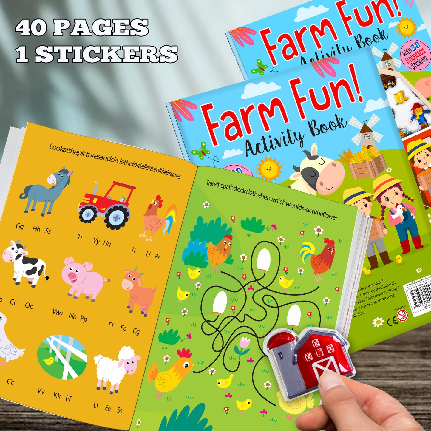 Farm Full Activity Book | Sticker Activity Book for Kids | Creative Farm-Themed Learning & Play Book