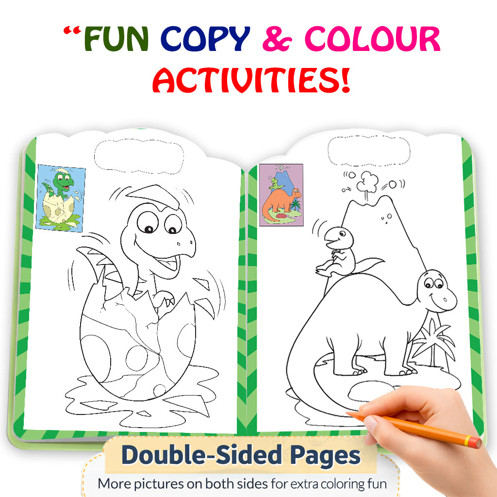 Copy to Colour – Dinosaurs | Dinosaur Copy & Color Activity Book for Kids | Prehistoric Learning Coloring Book