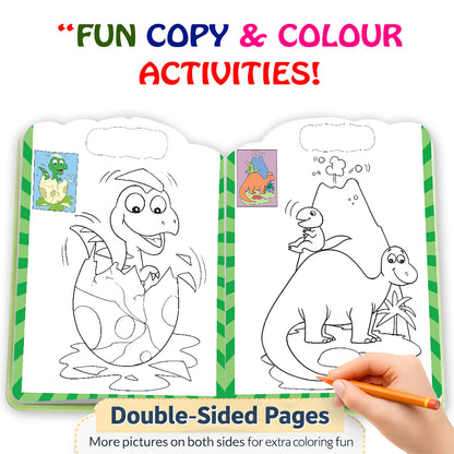 Copy to Colour – Dinosaurs | Dinosaur Copy & Color Activity Book for Kids | Prehistoric Learning Coloring Book