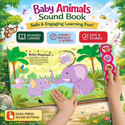 Baby Animals Sound Book | 5 Button Interactive Board Book for Kids