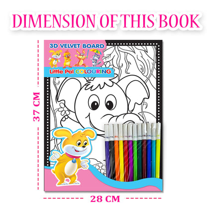 3D Velvet Board – Elephant | Velvet Coloring Board for Kids | Mess-Free Art & Craft Activity