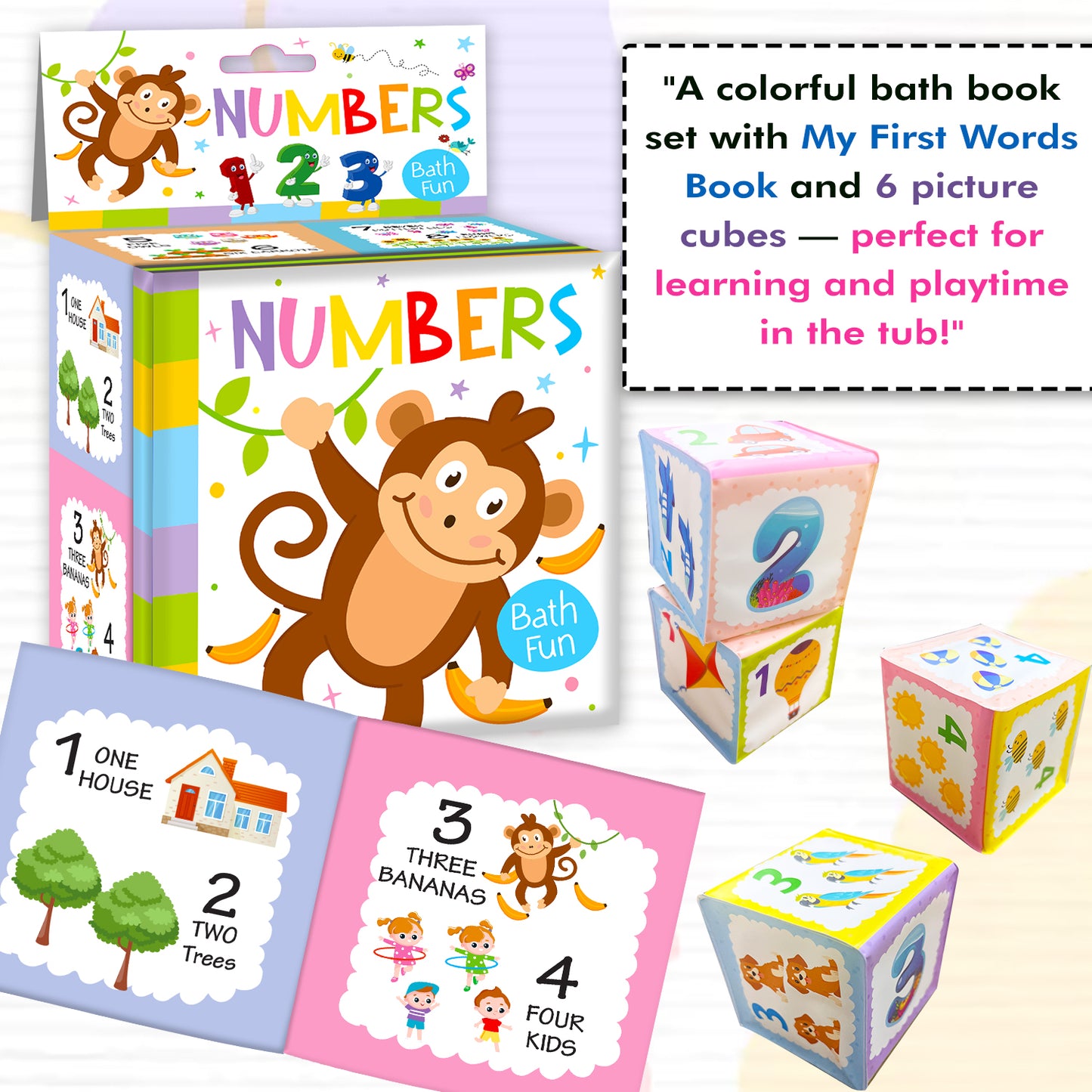Number Bath Book | Waterproof Soft Bath Book for Babies & Toddlers | Interactive Number Learning Book