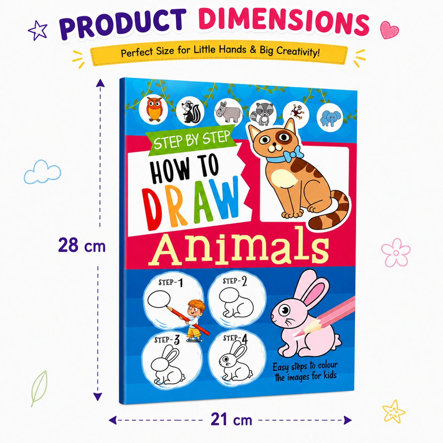 How to Draw Animals Book | Step-by-Step Animal Drawing Book for Kids | Learn to Draw Activity Book