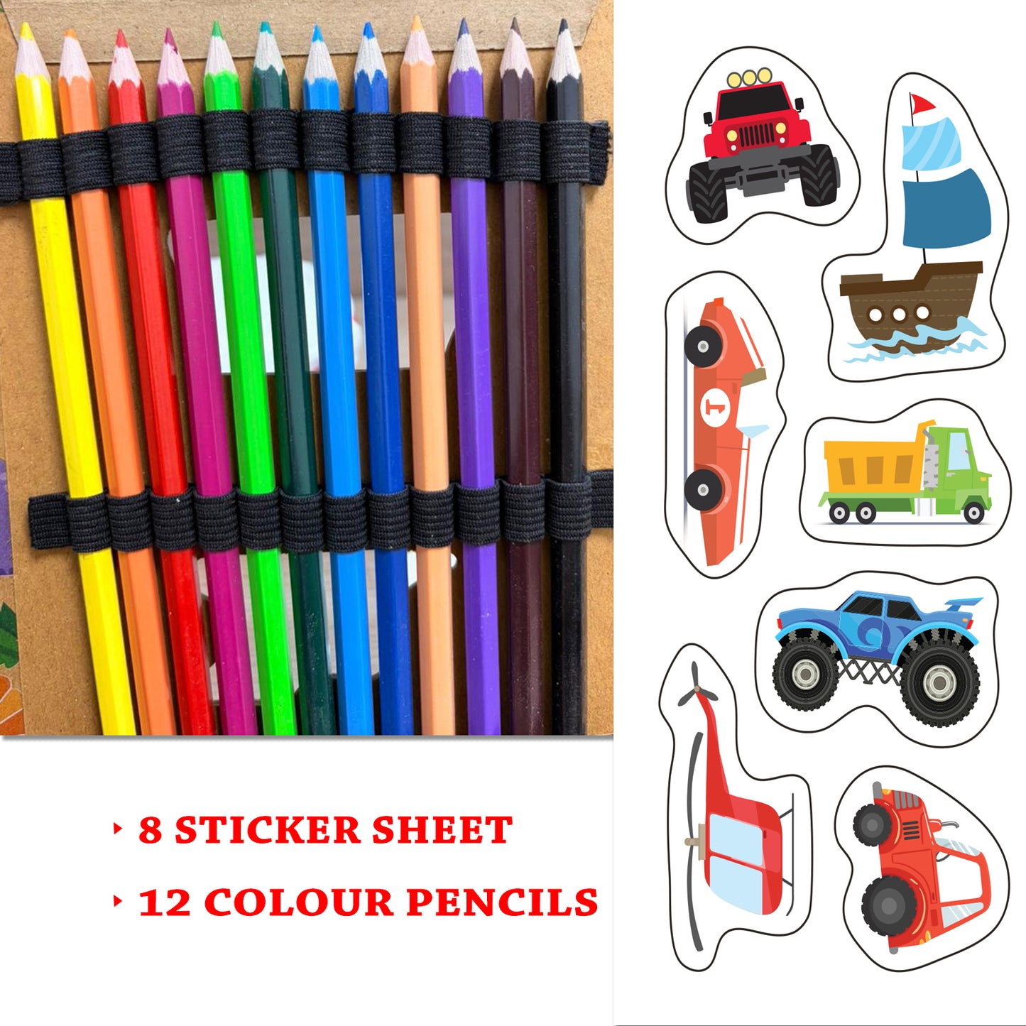 Draw, Colour & Paste – Vehicles | How to Draw Activity Book for Kids | Vehicle Drawing & Colouring Book
