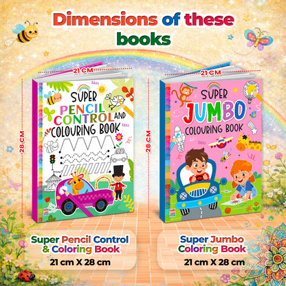 Super Pencil Control & Jumbo Coloring Books Combo | 2-in-1 Activity Set for Kids