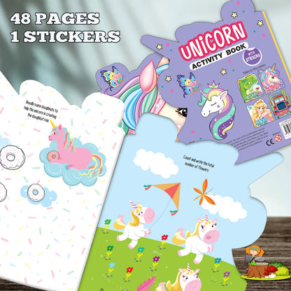 Die-Cut Unicorn Activity Book | Unicorn Sticker Activity Book for Kids | Creative Learning & Play Book