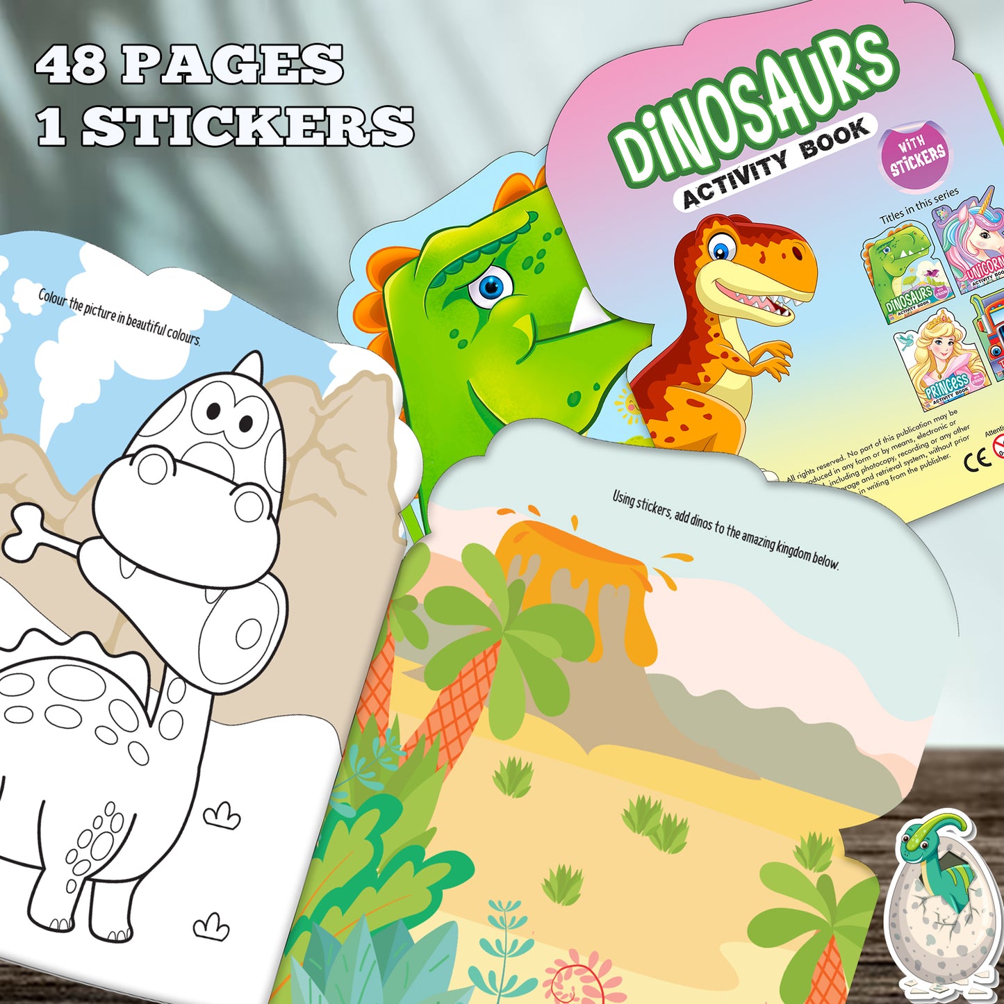 Die-Cut Dinosaurs Activity Book | Dinosaur Sticker Activity Book for Kids | Creative Learning & Play Book