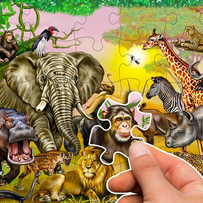 Wild Animals Jigsaw Puzzle | 100 Piece Puzzle Game for Kids