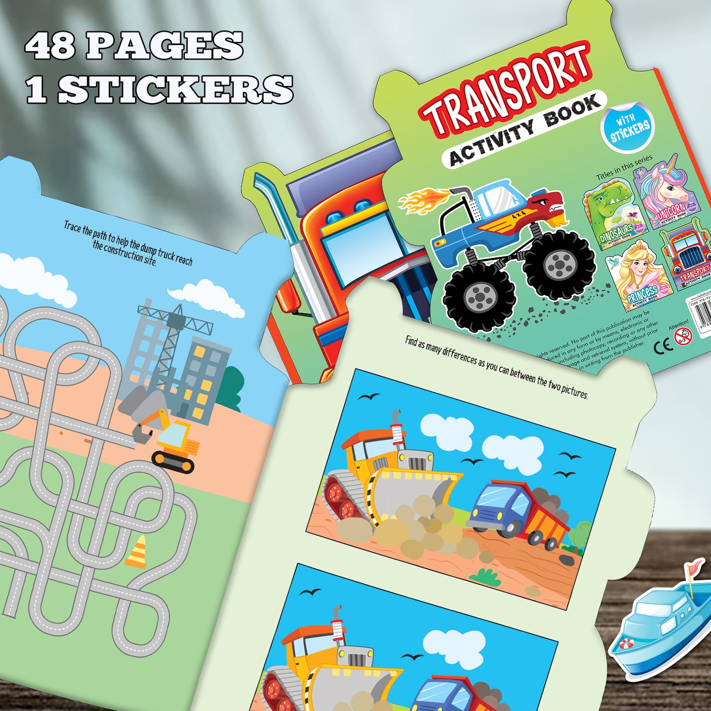 Die-Cut Transport Activity Book | Vehicle Sticker Activity Book for Kids | Creative Learning & Play Book