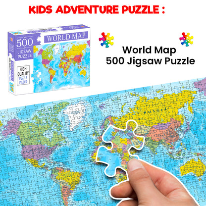 World Map Jigsaw Puzzle | 500 Piece Educational Puzzle for Kids 6+