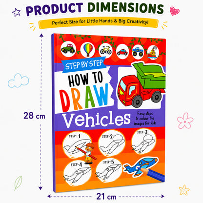 How to Draw Vehicles Book | Step-by-Step Drawing Book for Kids | Vehicle Activity Book