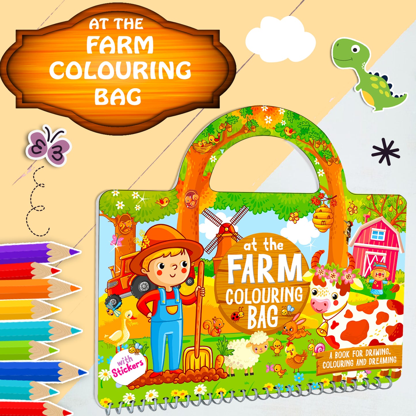 At the Farm Colouring Bag | Farm Coloring & Creative Activity Kit for Kids