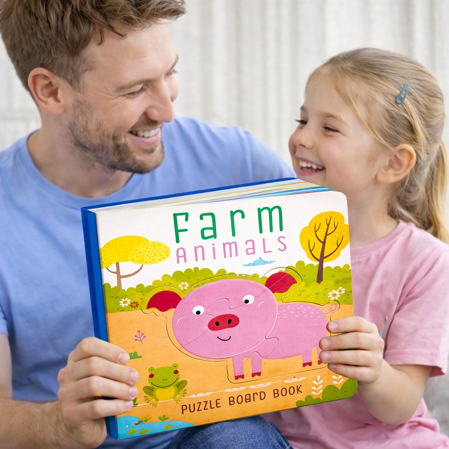 Farm Animals Puzzle Board Book inside spread - Rat and Sheep puzzle piece with animal facts