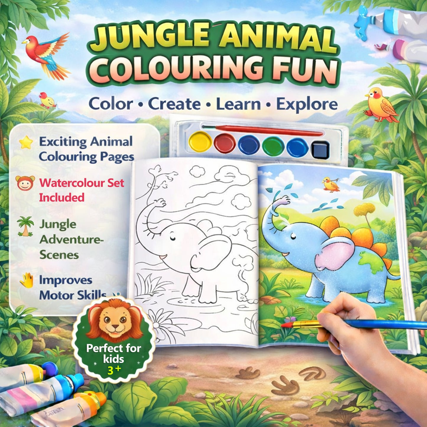 Animals Colouring Book | Animal Colouring Activity Book for Kids | Creative Learning & Fun Colouring Book
