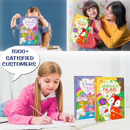 Princess Travel Art Kit | Princess Coloring & Activity Book for Kids | Creative Travel Art Kit