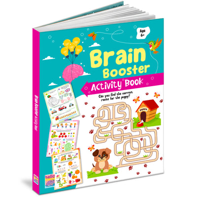 Brain Booster Activity Book Age 6+ | Educational Activity Book for Kids | Puzzles, Tracing, Maths & Writing Practice