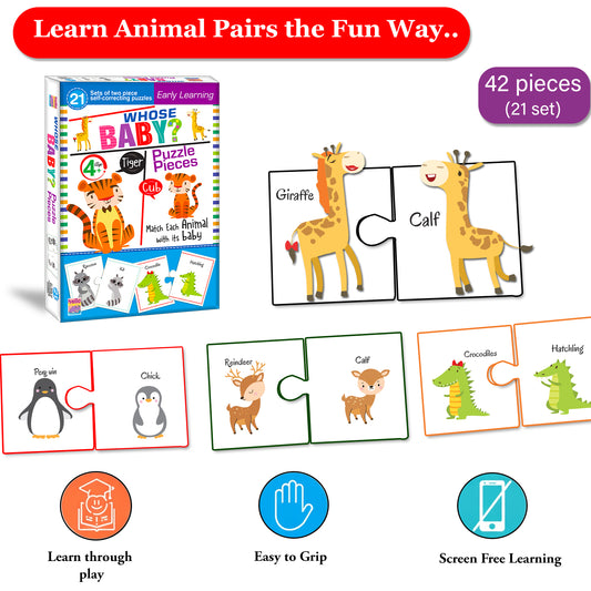 Whose Baby Jigsaw Puzzle | 2-Piece Matching Puzzle Set for Kids 4+