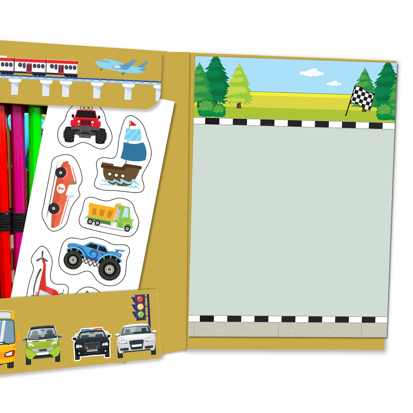 Draw, Colour & Paste – Vehicles | How to Draw Activity Book for Kids | Vehicle Drawing & Colouring Book