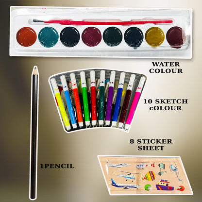 Vehicle Colouring Kit | Vehicle Coloring & Creative Activity Kit for Kids | Fun Transport Art & Learning Kit