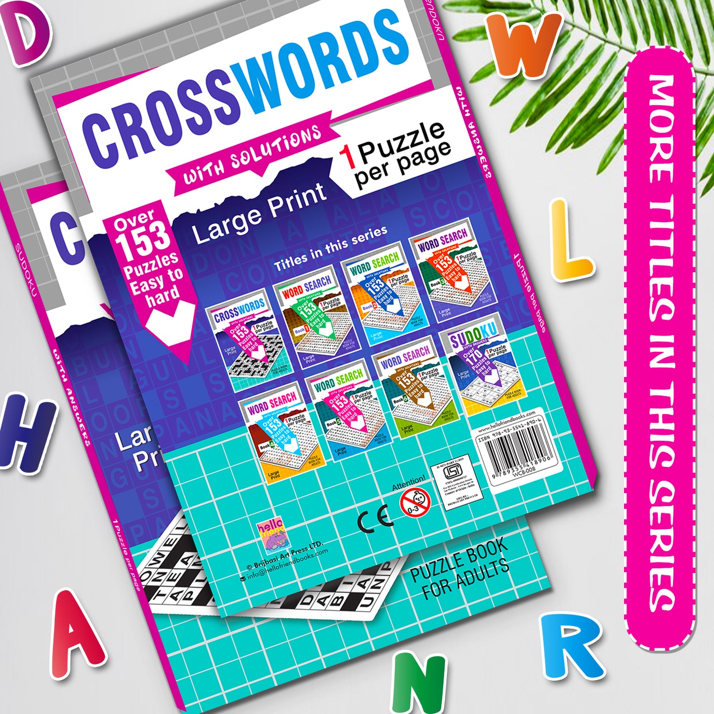 Crossword Puzzles Book with Solutions - 192 Pages Interior Spread