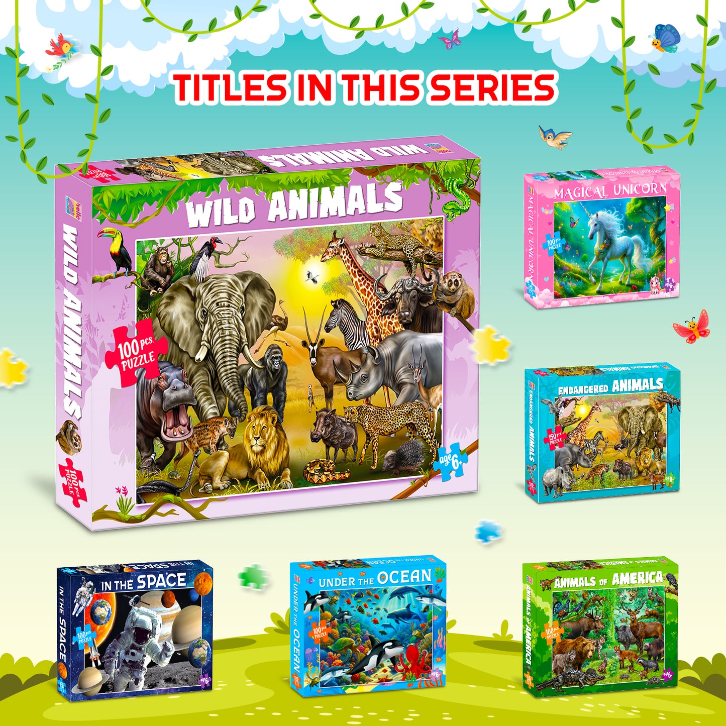 Wild Animals Jigsaw Puzzle | 100 Piece Puzzle Game for Kids