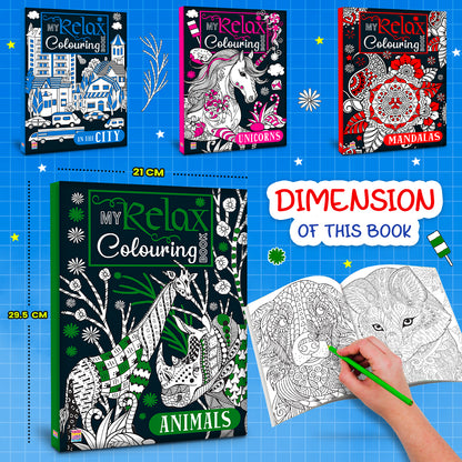 My Relax Colouring Book – Animals | Stress Relief Coloring Book for Kids | Animal-Themed Creative Activity Book