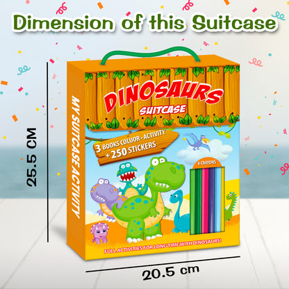Dinosaurs Suitcase | Dinosaur Coloring Suitcase for Kids | Creative Coloring & Activity Book Set