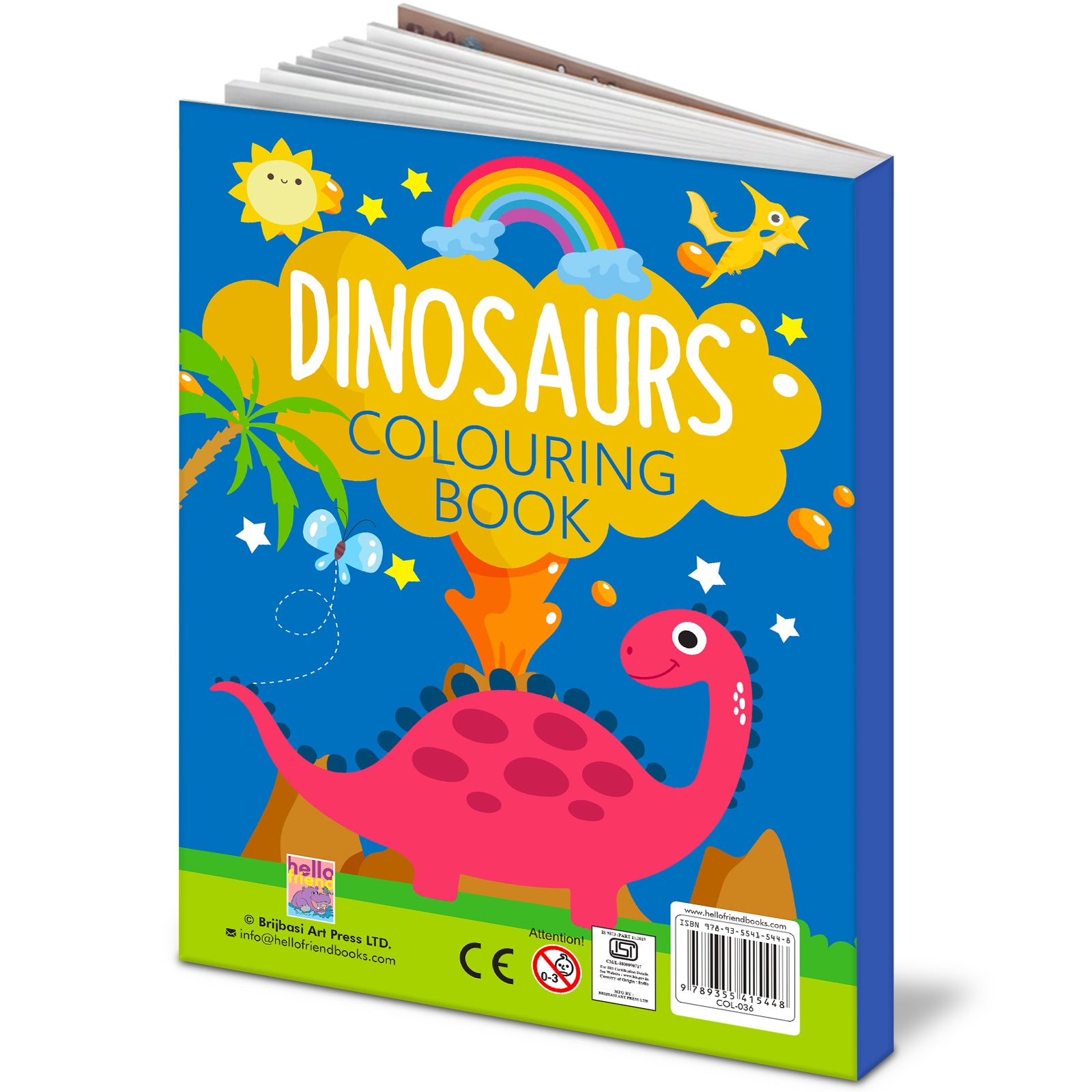 Dinosaurs Colouring Book - 3D angled back cover view