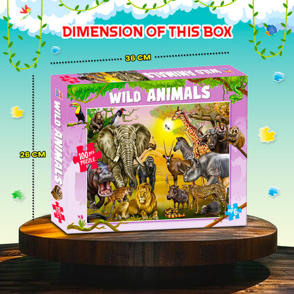 Wild Animals Jigsaw Puzzle | 100 Piece Puzzle Game for Kids