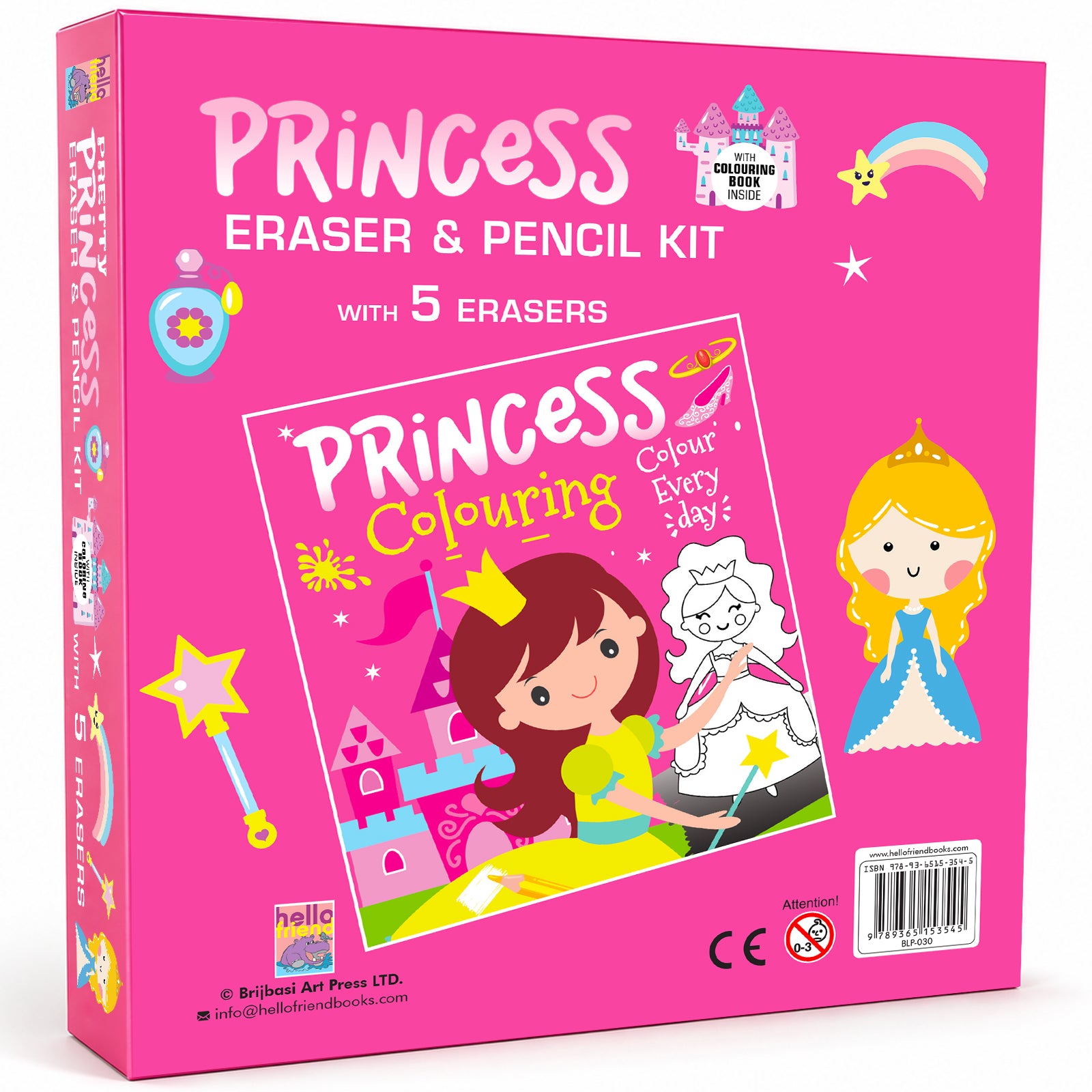 Pretty Princess Eraser & Pencil Kit - Dimensions