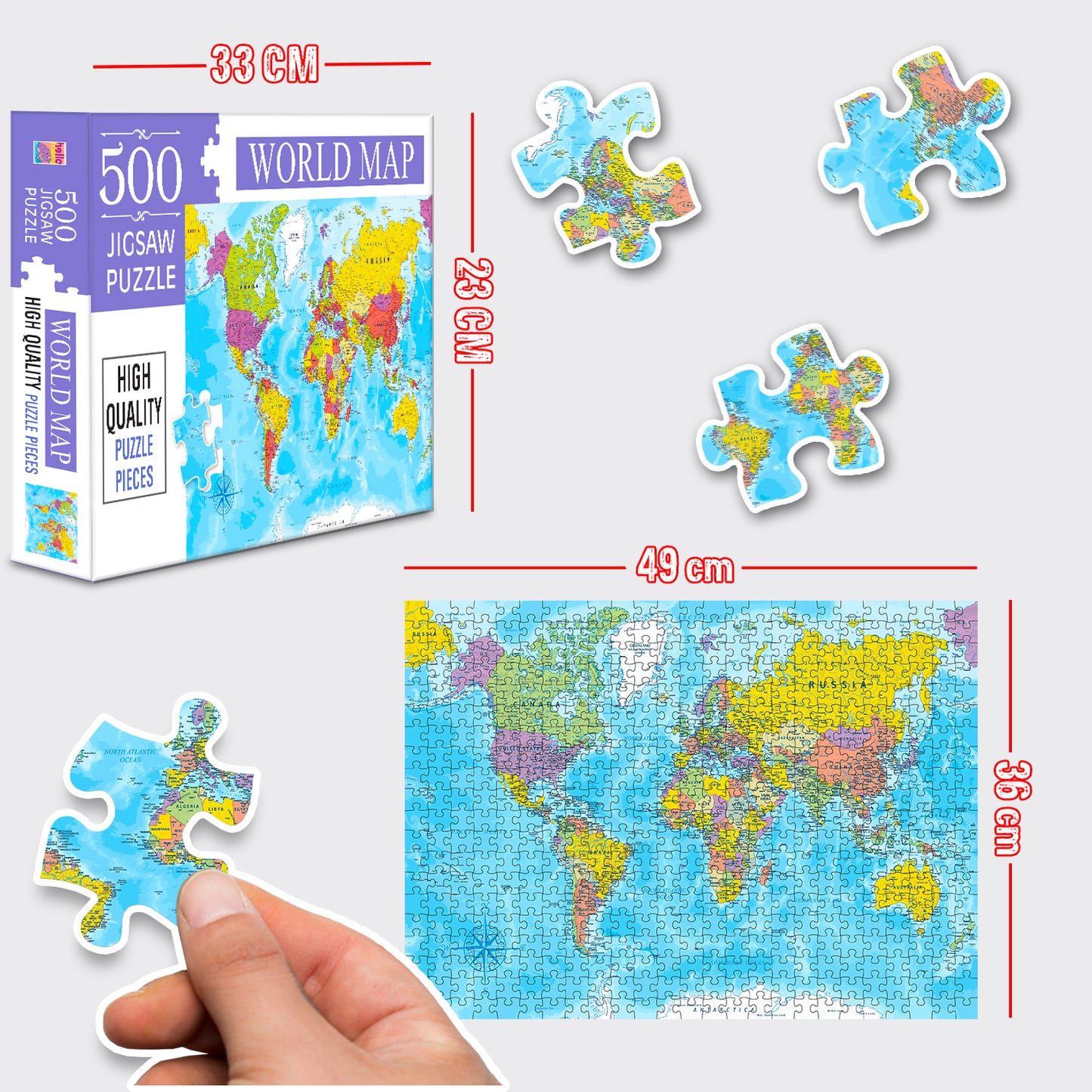 World Map Jigsaw Puzzle | 500 Piece Educational Puzzle for Kids 6+