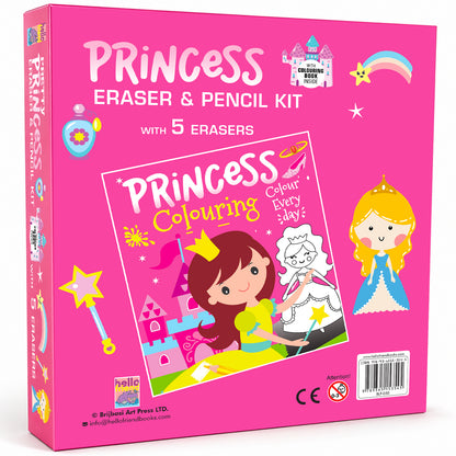 Pretty Princess Eraser & Pencil Kit with Book | Creative Stationery & Activity Set for Kids | Princess Gift Kit