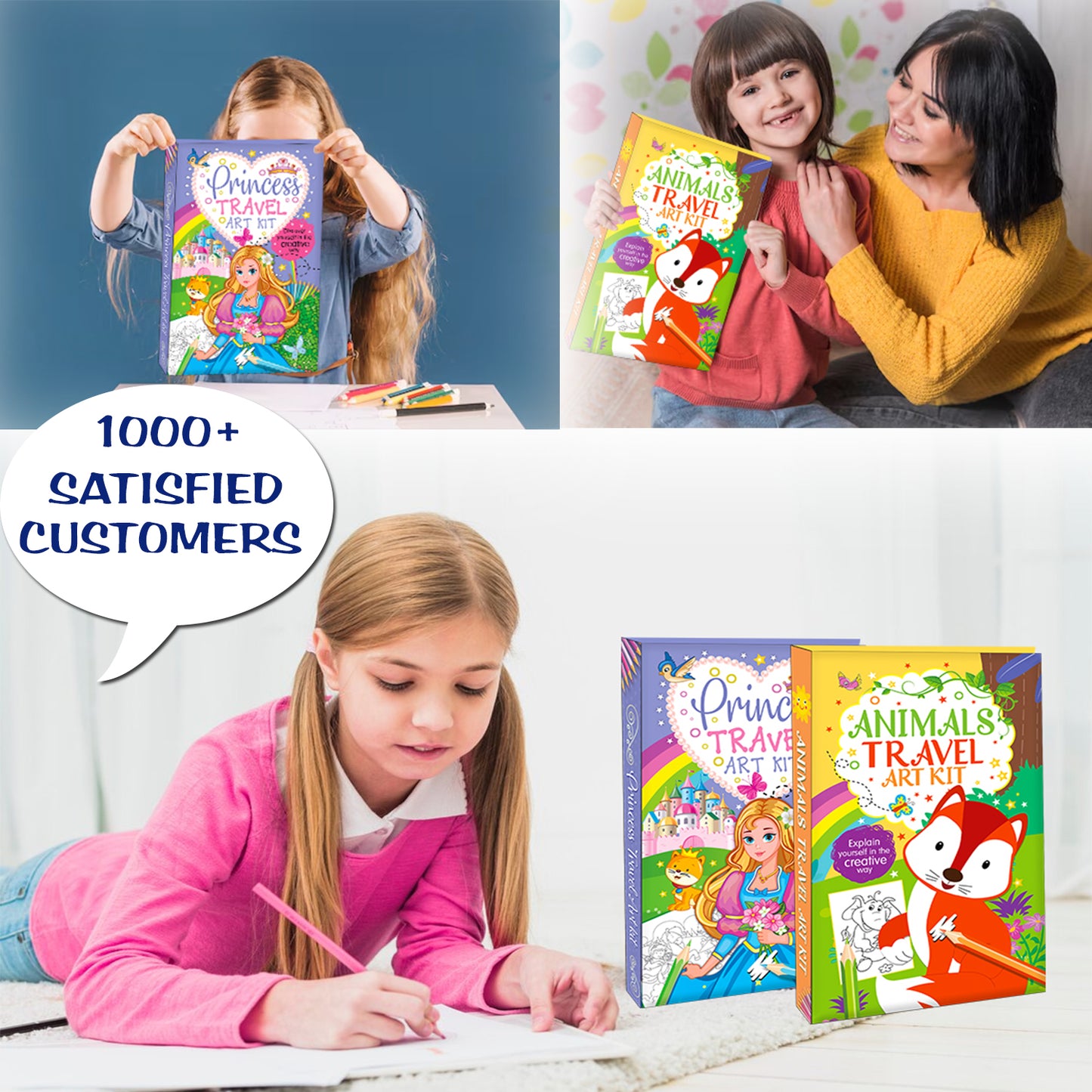 Animals Travel Art Kit | Animal Coloring & Activity Book for Kids | Creative Travel Art Kit