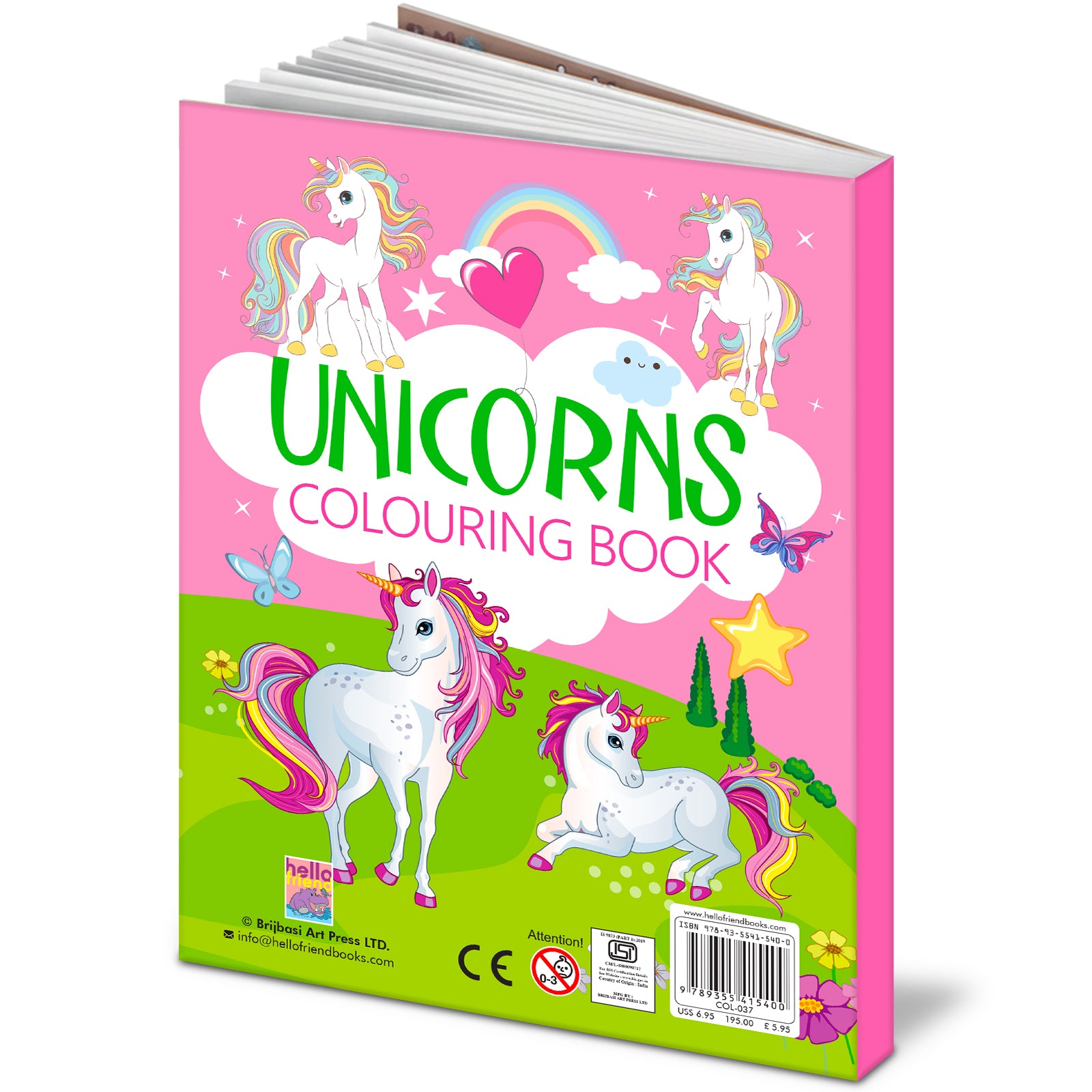 Unicorns Colouring Book - Back cover flat lay